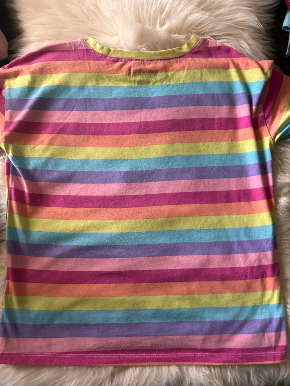 Kids Rainbow Stripe Short Sleeve Tee - Pink, Yellow, Blue, Purple